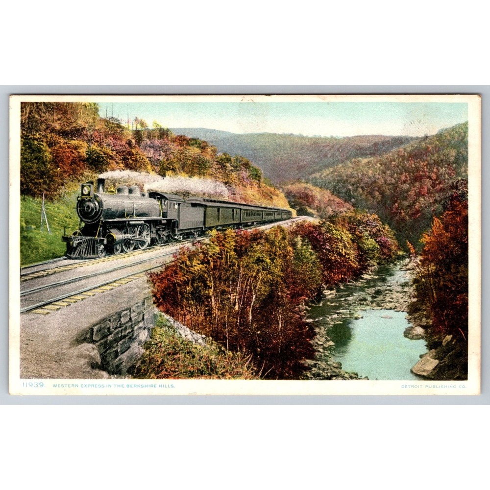 Western Express Berkshire Hills Steam Train Detroit Publishing Phostint Postcard